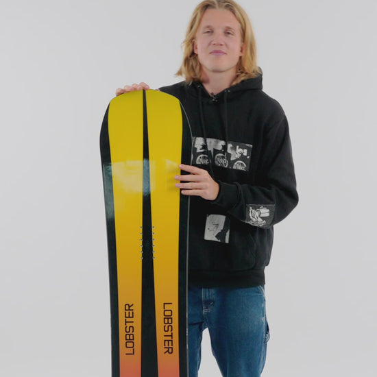 Video of Fridge talking about the Sender mens snowboard by lobster